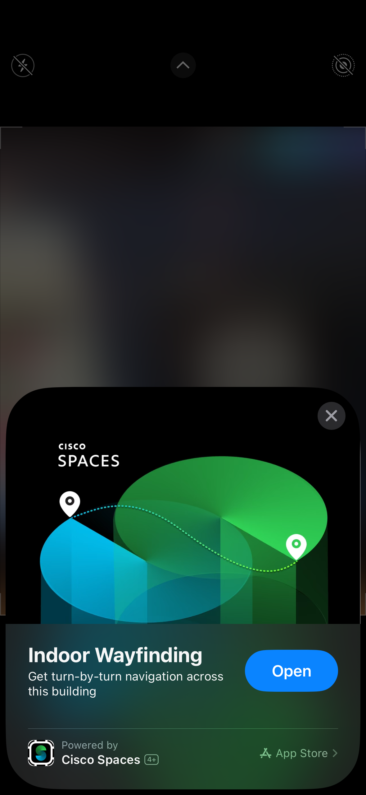 iPhone prompting to open Cisco Spaces Indoor Wayfinding App Clip