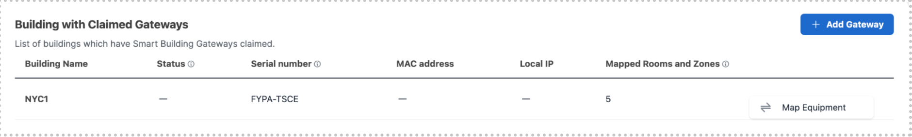 Select Map Equipment from the building options menu