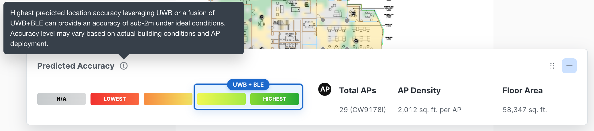 Heatmap legend for Asset Tracking highest location accuracy
