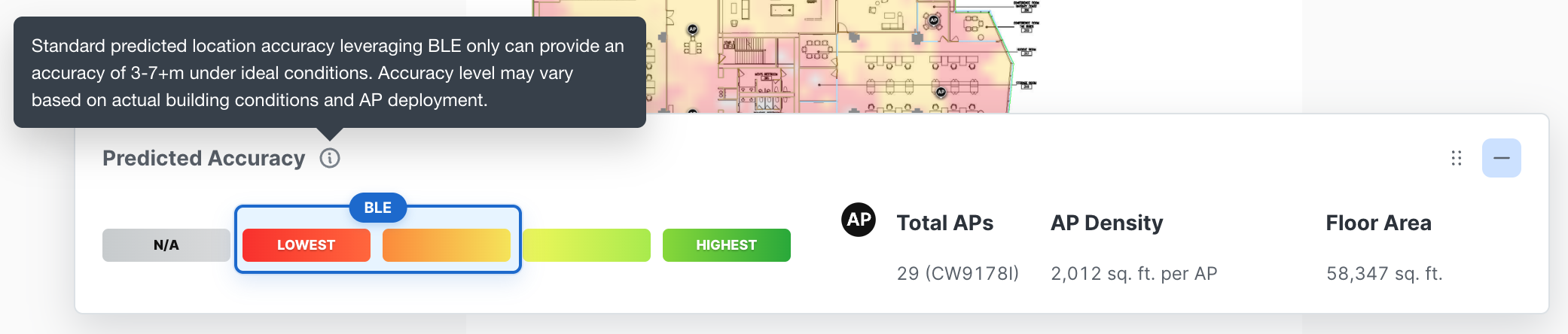 Heatmap legend for Asset Tracking standard location accuracy